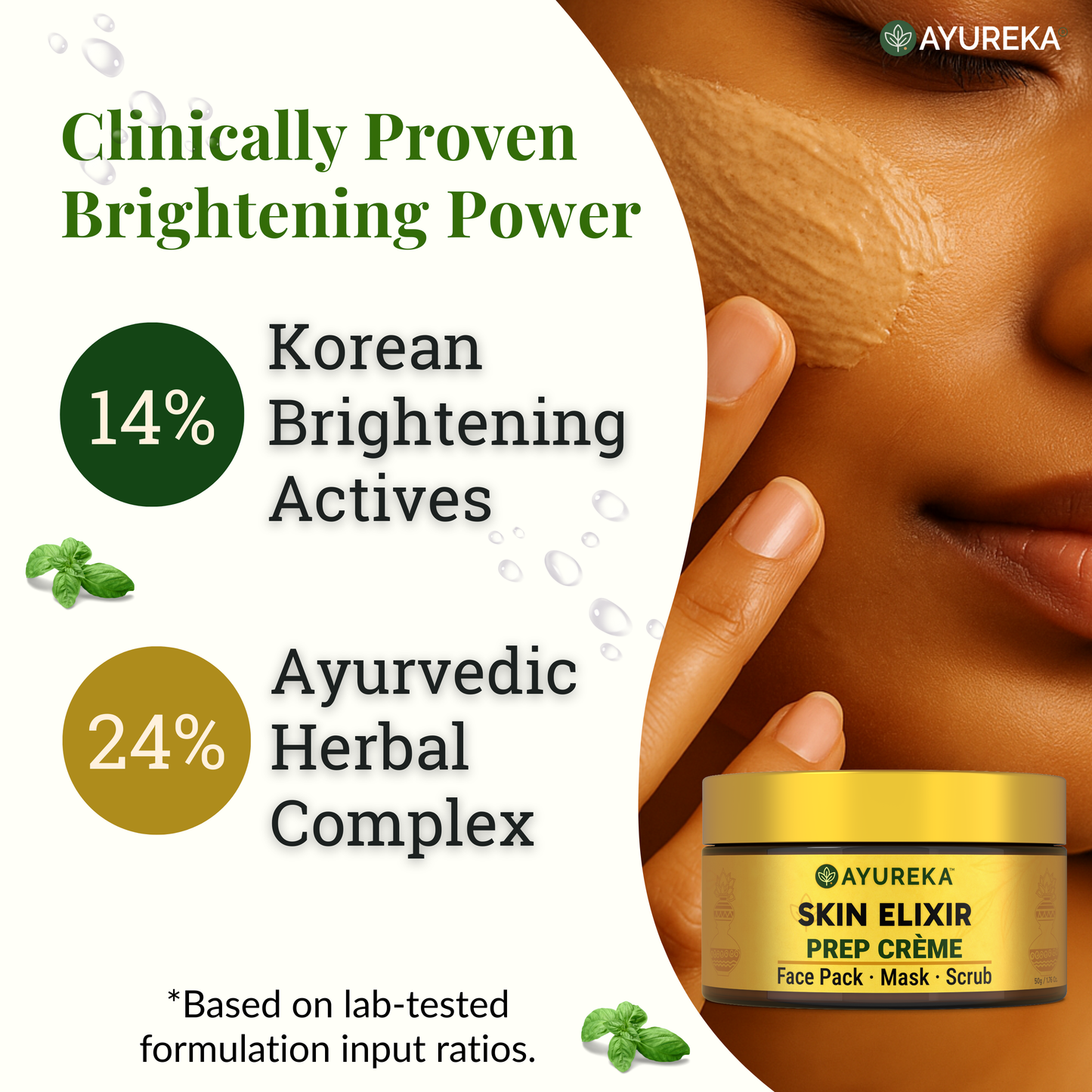 4-in-1 Prep Cream for De-Tan, Pigmentation & Brightening with Ayurvedic Korean Fusion (50g)