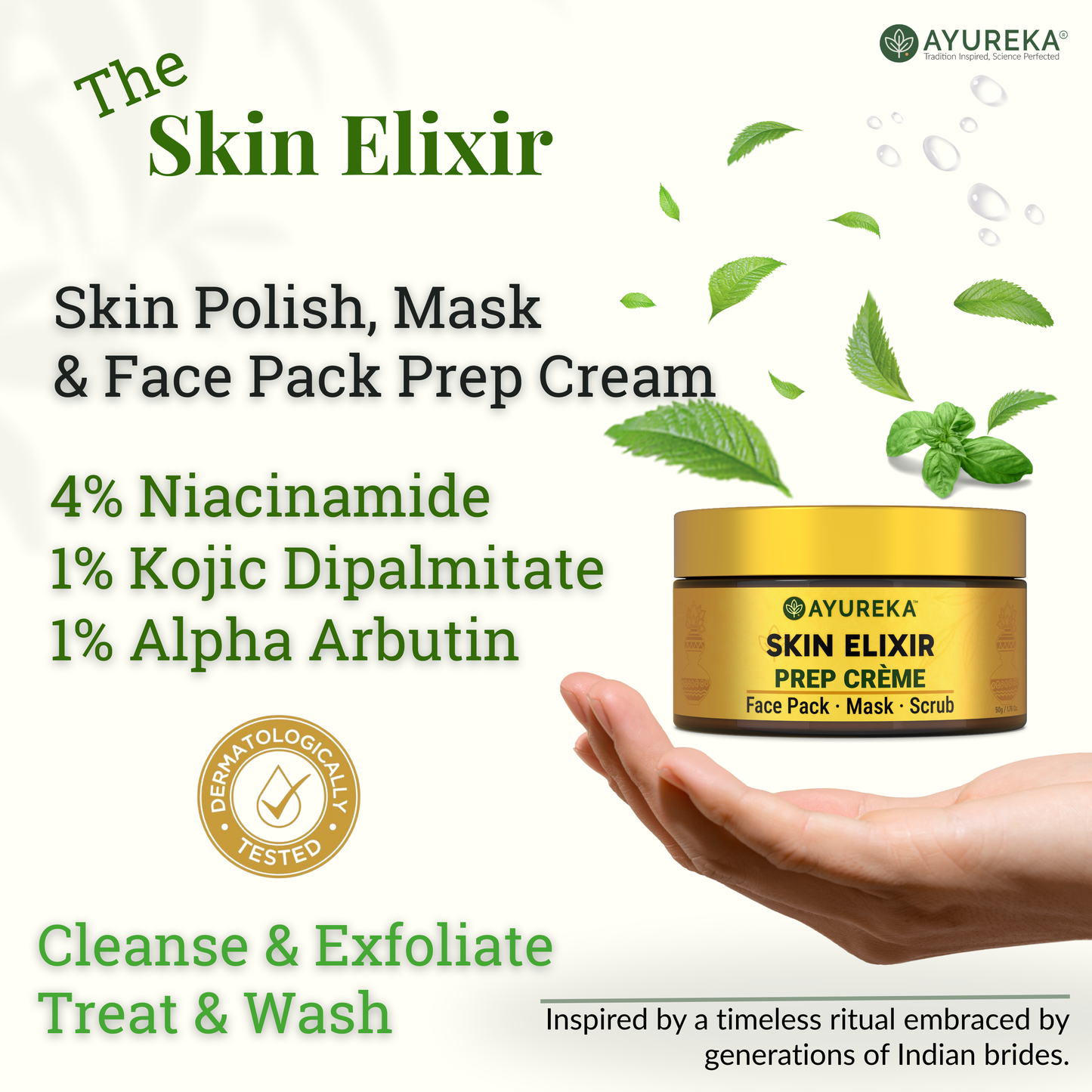 4-in-1 Prep Cream for De-Tan, Pigmentation & Brightening with Ayurvedic Korean Fusion (50g)