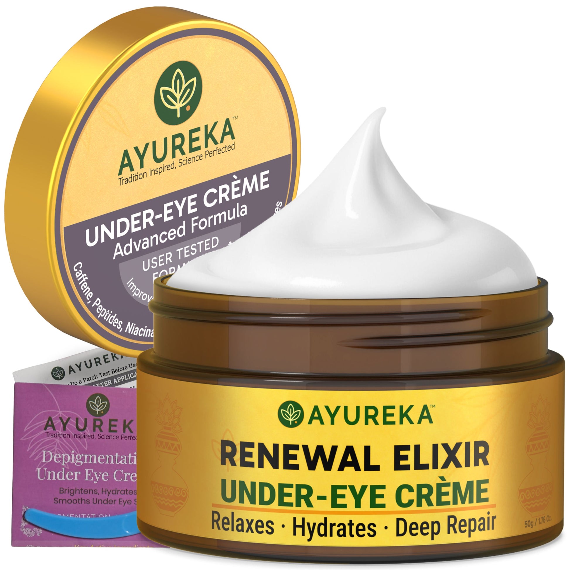 Ayureka Renewal Elixir Under Eye Cream for depuffing and brightening