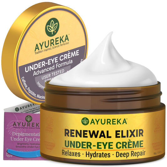 Ayureka Renewal Elixir Under Eye Cream for depuffing and brightening